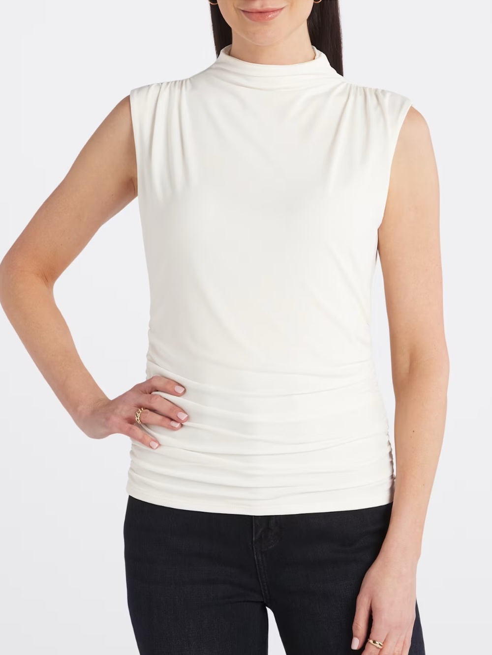 nine britton Cream White Jamie Mock Neck Sleeveless Top Size Medium NWT!